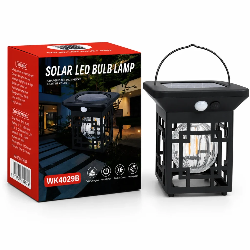 WK4029B WK4029B Solar Hanging Lantern with Wall Mount Back Clip
