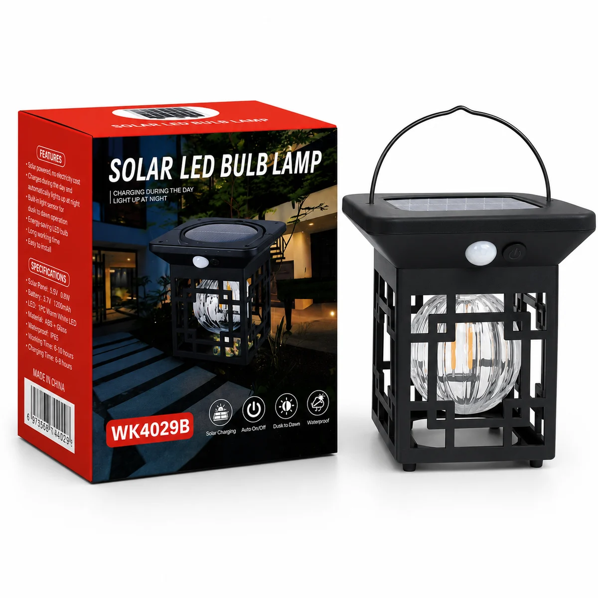 WK4029B WK4029B Solar Hanging Lantern with Wall Mount Back Clip