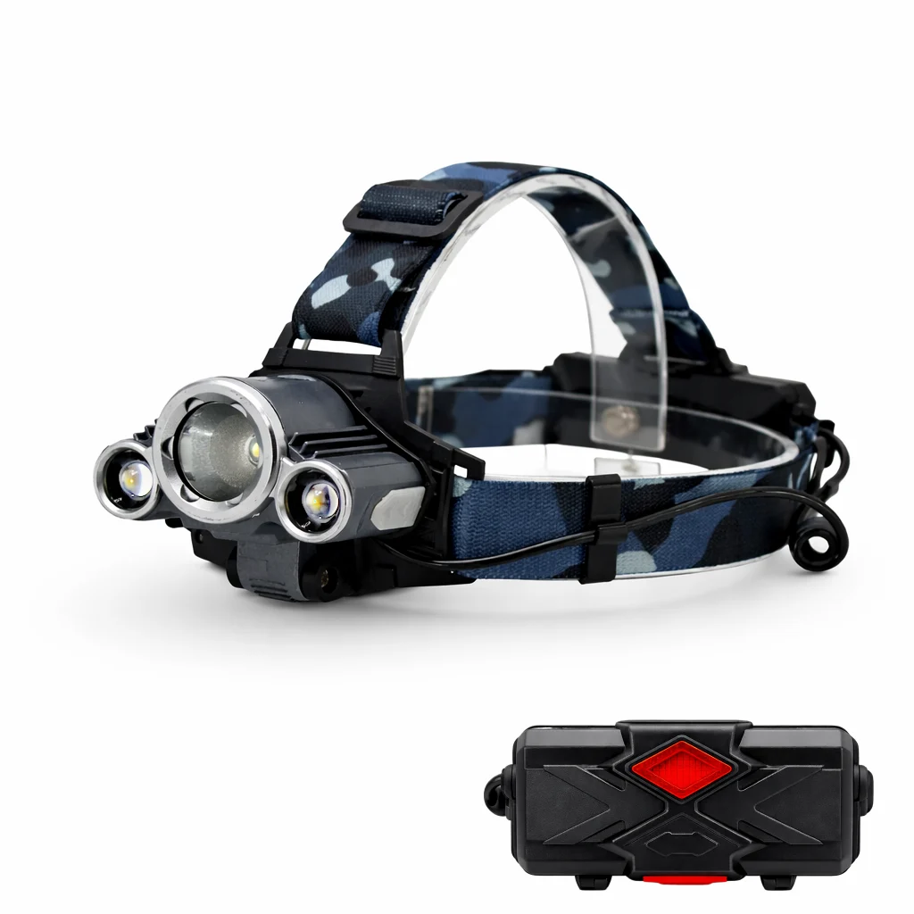 WK3077 WK3077 Rechargeable Triple-Beam Zoom Headlamp with Rear Safety Light