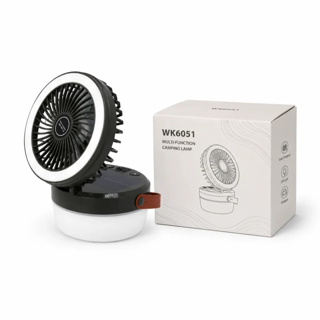 WK6051 WK6051 Solar Camping Fan with LED Lantern & Hook & powe bank