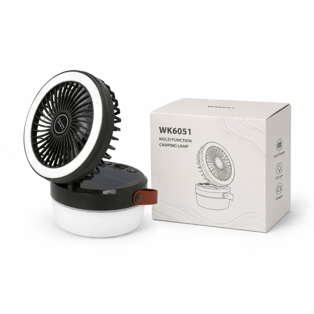 WK6051 WK6051 Solar Camping Fan with LED Lantern & Hook & powe bank