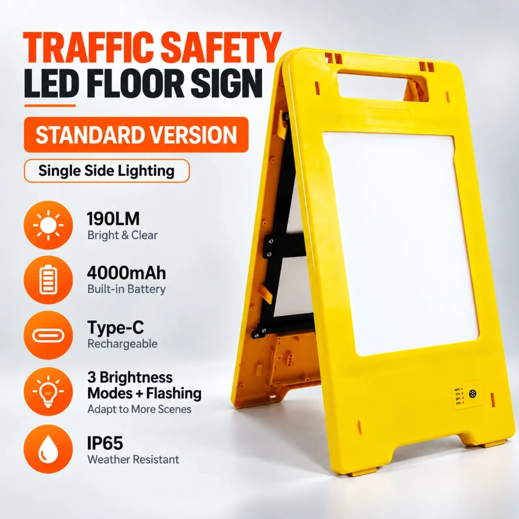 MF8103-Single Single-Sided Rechargeable LED Floor Sign