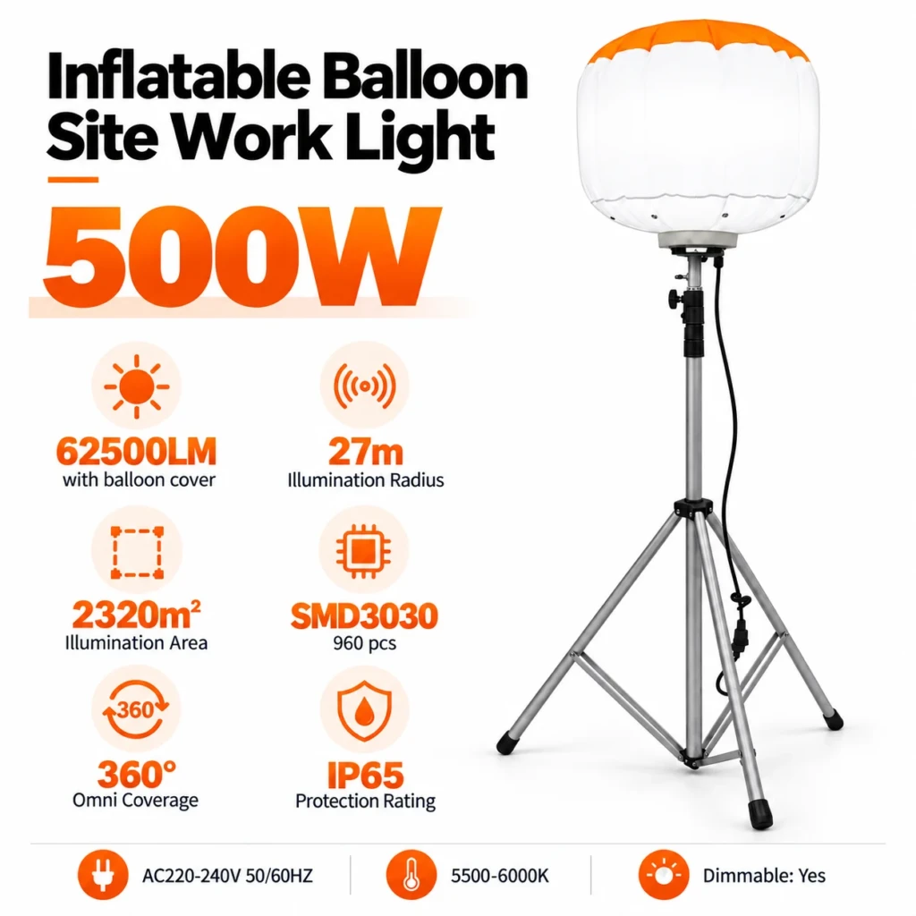 WK5069-500 W 500 W LED Balloon Work Light with Tripod