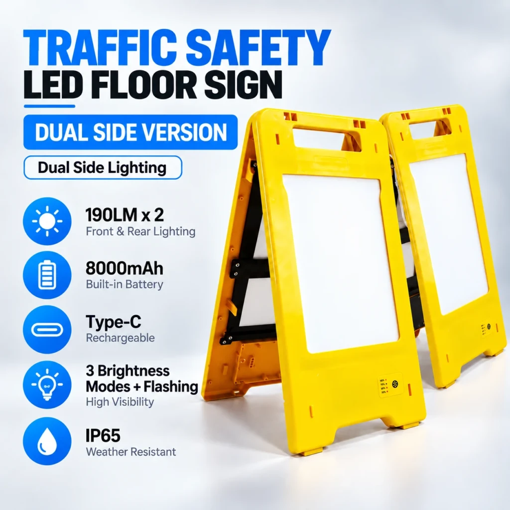 MF8103-Dual Double-Sided Rechargeable LED Floor Sign