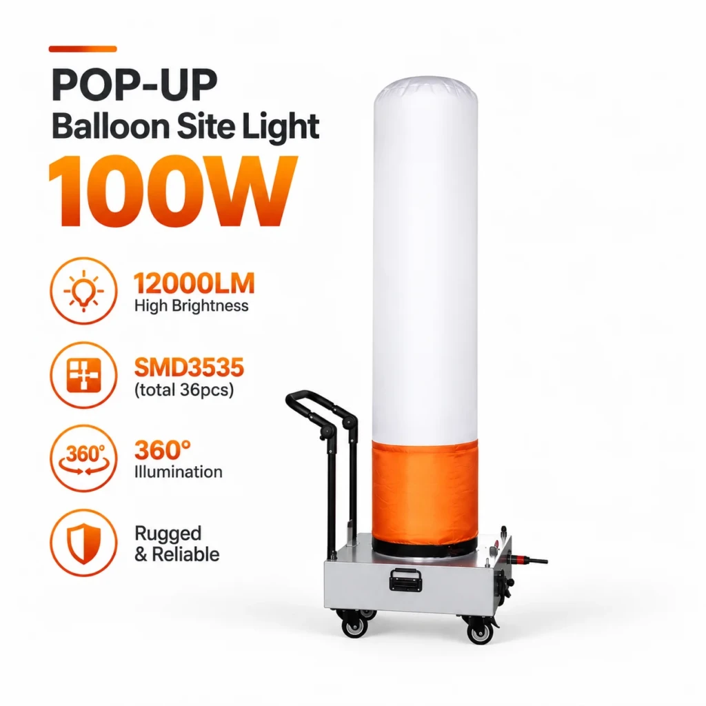 WK5070-100 W 100 W Pop-Up LED Balloon Site Light with Wheeled Base