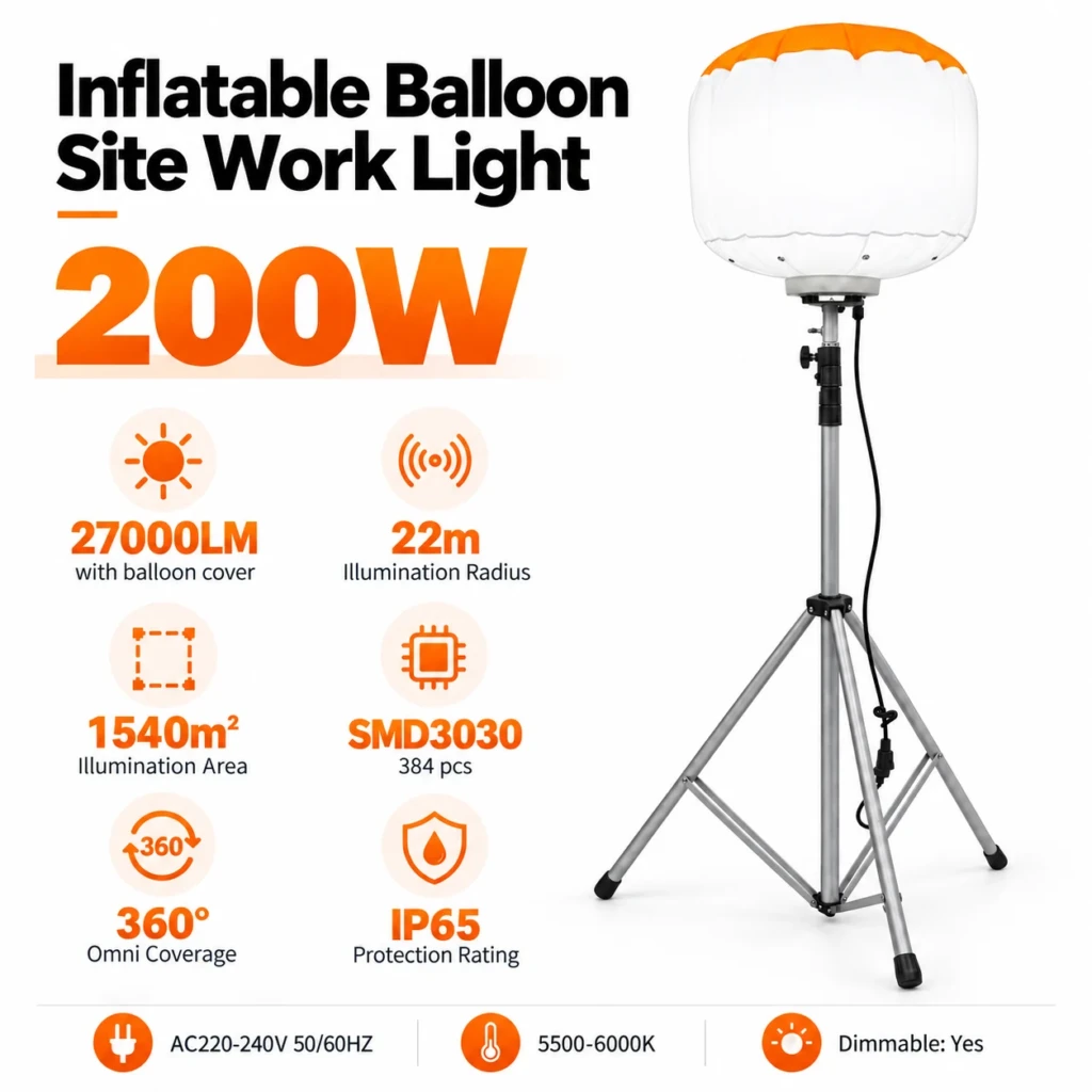 WK5069-200 W 200 W LED Balloon Work Light with Tripod