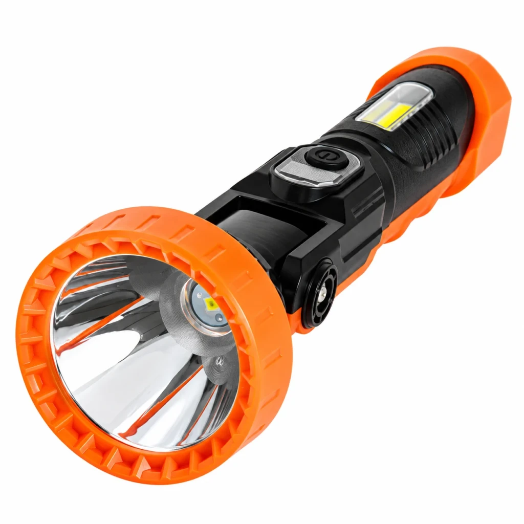 WK1067 90° Adjustable Dual-Torch Rechargeable Flashlight with Digital Battery Display