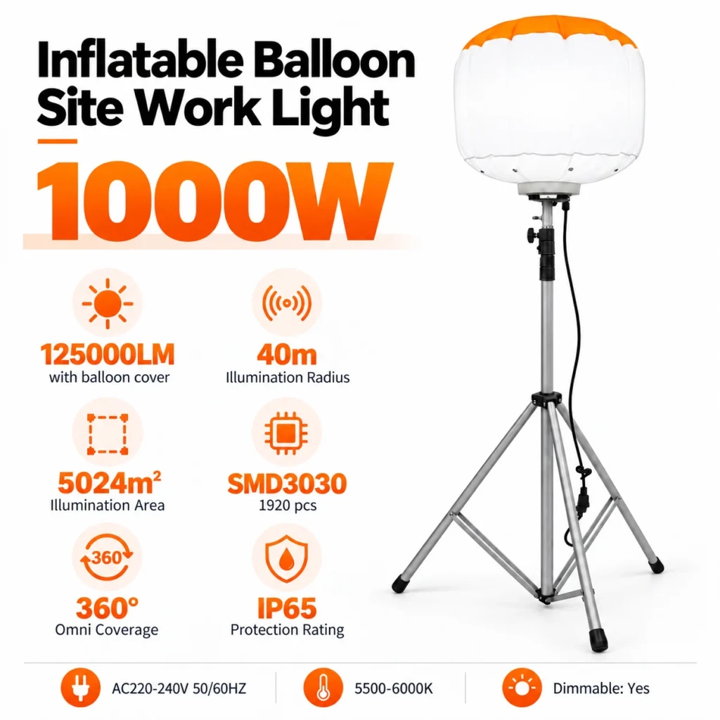 WK5069-1000 W 1000 W LED Balloon Work Light with Tripod