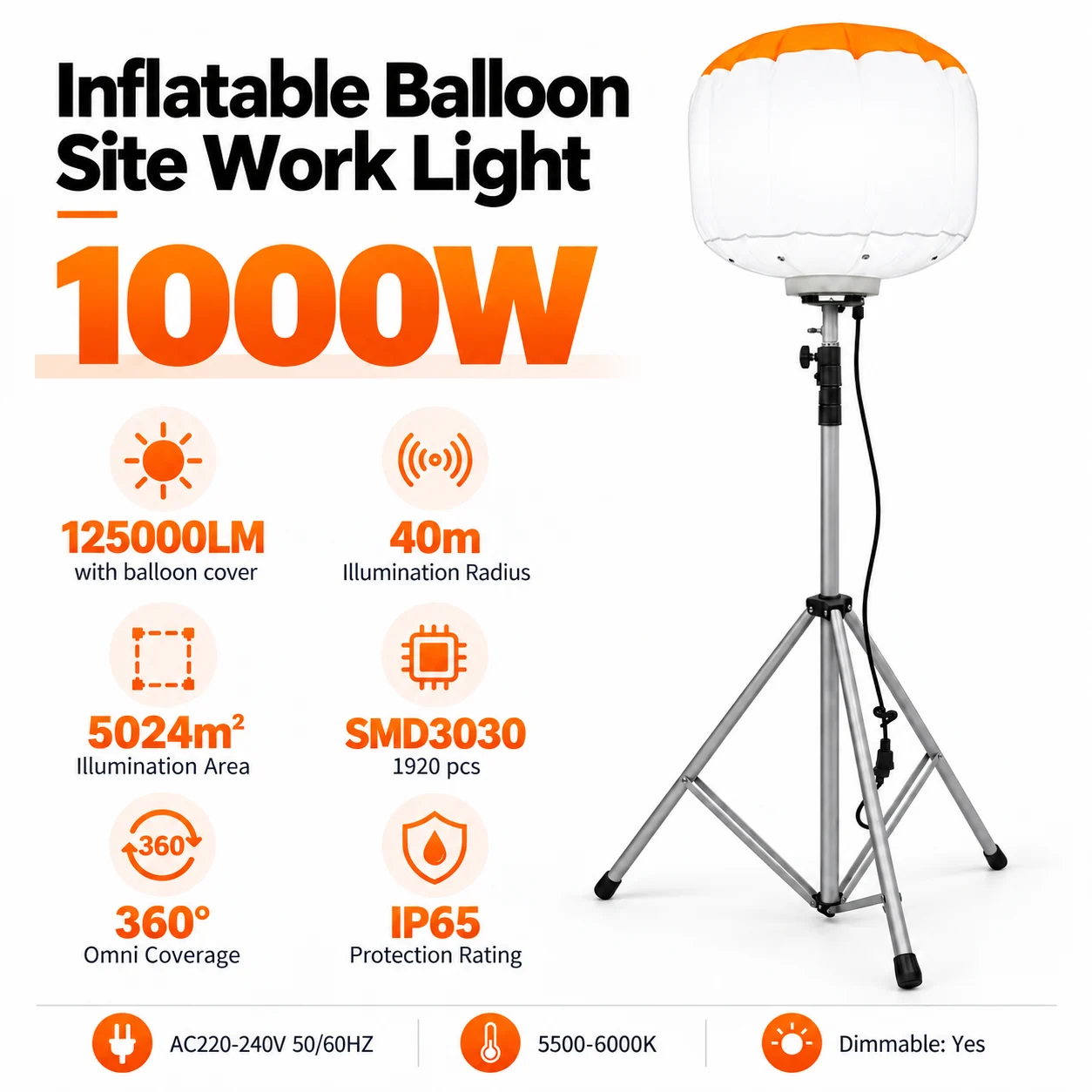 WK5069-1000 W 1000 W LED Balloon Work Light with Tripod