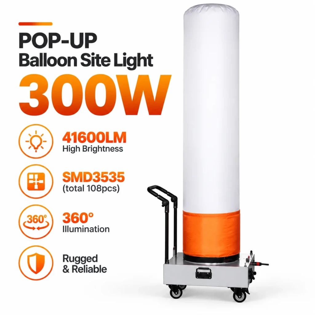 WK5070-300 W 300 W Pop-Up LED Balloon Site Light with Wheeled Base