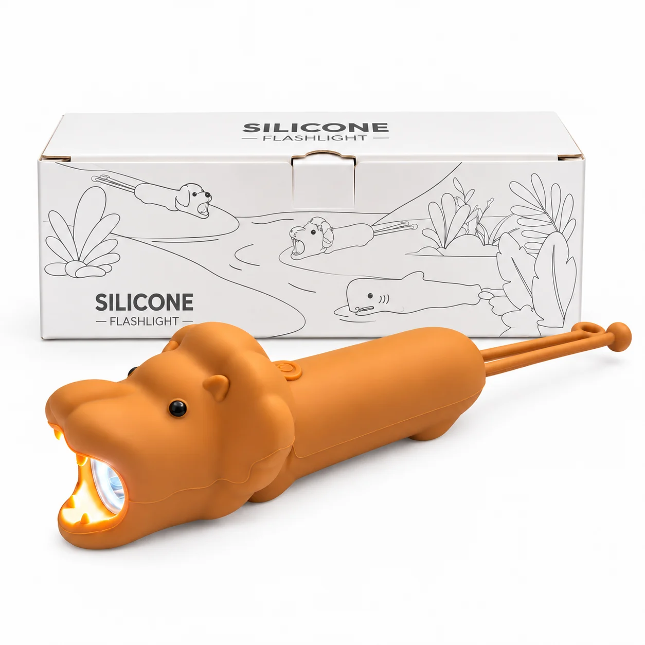 WK1050C Lion Silicone Kids Gift Rechargeable LED Flashlight